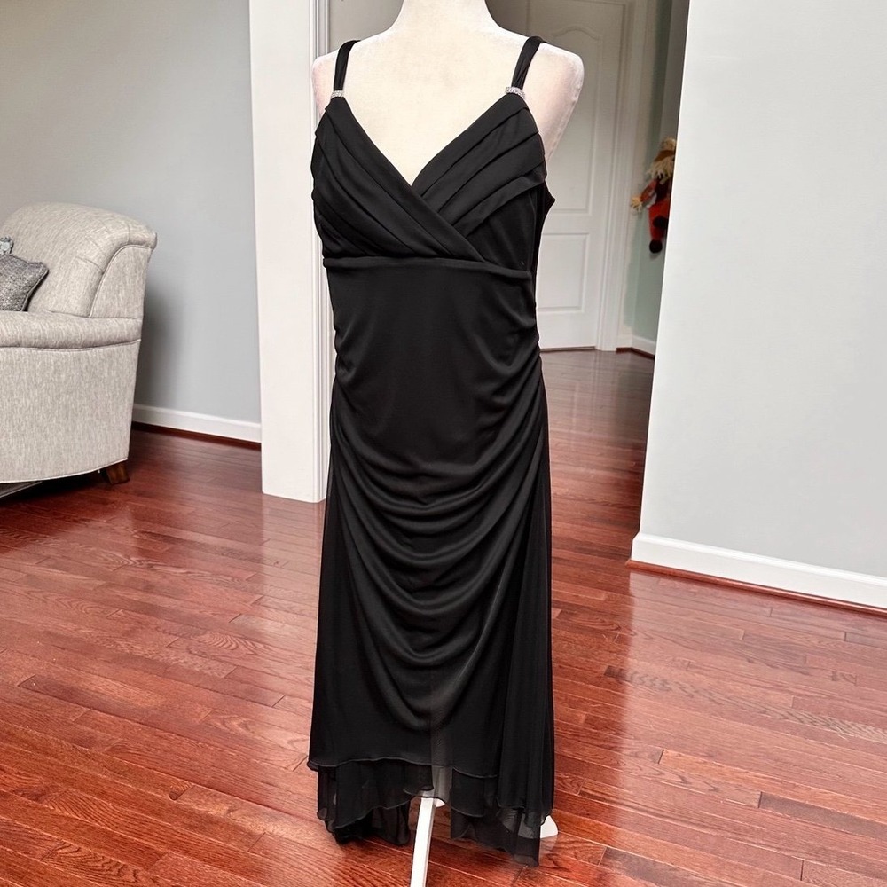 Vintage Y2K 2000s Scarlett Night Black Asymmetrical‎ Cocktail Dress Size 16
